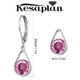 Multicolor Crystal Dangle Earrings and Studs for Women 928 Silver Hypoallergenic Dangle Earrings Leverback Earring