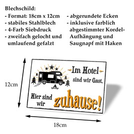 Tin Sign Motorhome – Funny Metal Sign with Cord and Suction Cup – Funny Decoration Gift Camping Caravan Caravan Accessories Indoor Motorhome Equipment – 18 x 12 cm