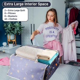 Fentar Pack of 2 Large Storage Bags, 105 L Storage Bag with Zip, 600D Oxford Storage Bag, Waterproof Moving Bags with Handle, Storage Bag for Duvets and Bedding