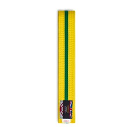 Playwell Martial Arts Cotton Striped Coloured Grading Belt - Yellow Belt With Green Stripe (280cm)
