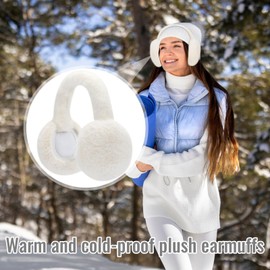 Brateuanoii Women's Ear Warmers, White Ear Muffs, Plush Earmuffs, Warm and Cold-Resistant Accessories, Outdoor Earmuffs, White