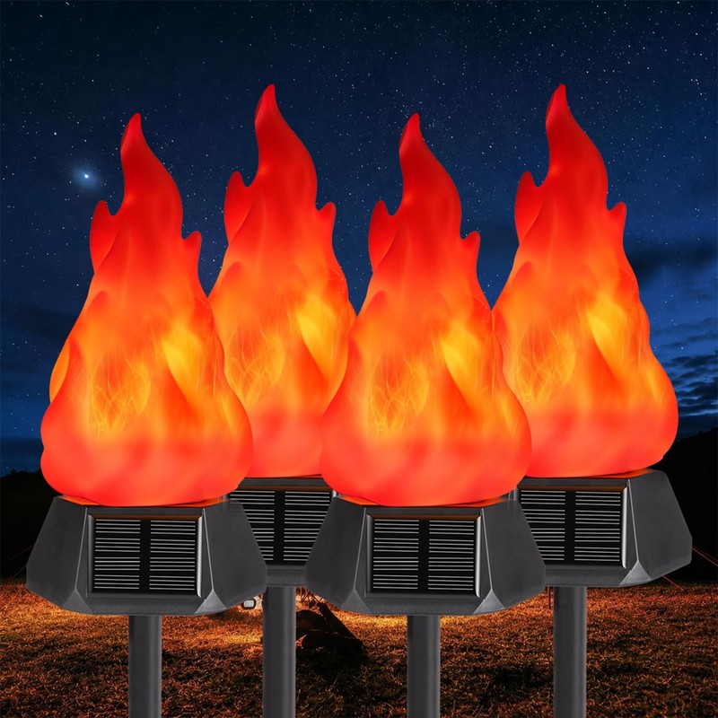 Solar Halloween Lights Outdoor, 4 Pack Solar Torch Light Waterproof