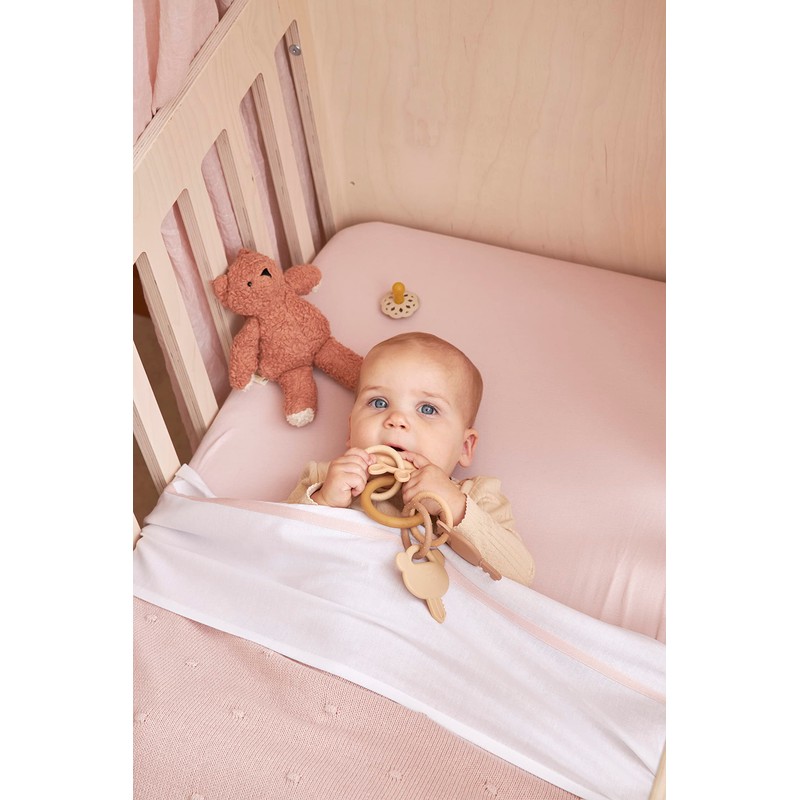 Meyco Baby Plain Fitted Sheet for Cot Bed (Flat Sheet