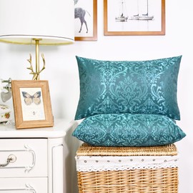 CaliTime Cushion Covers, Pack of 2, Throw Pillow Covers Cases for Couch, Sofa Home Decoration, Vintage Damask Floral Shining & Dull Contrast