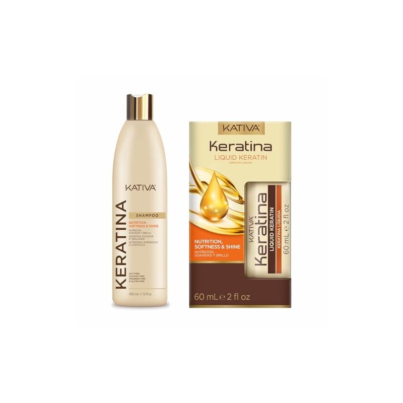 2 Pack KATIVA Keratina Shampóo 355 ML + KATIVA Keratina