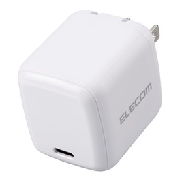 Elecom EC-AC8565WH Charger, 65 W, USB PD Compatible, Small, Type-C 1 Port, PS, GaN II, PSE Certified, White