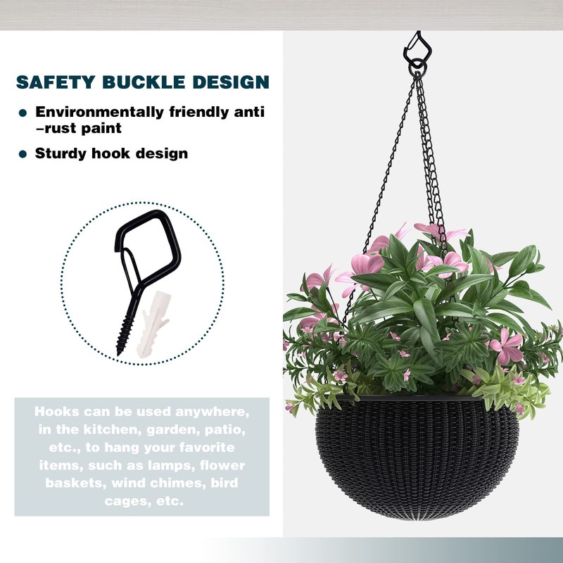 Ticway Outdoor Diamond Anti-Drop Plant Hooks, 20 Pack Spiral Q