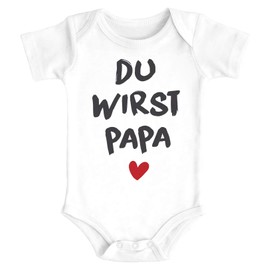 MoonWorks® Baby Bodysuit with Saying "Du wirst Papa Herz" Gift Pregnancy Announcement Organic Cotton White 0-3 Months, Du Wirst Papa Weiß