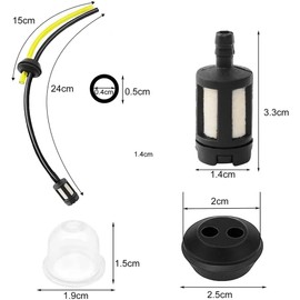 SAHENITEANA 9 Pcs Universal Grass Trimmer Fuel Line with Fuel Primer Bulb and Fuel Tank Seal Grommet, for Brush Cutter Trimmer Mower Hedge Trimmer Mower Replacement Parts