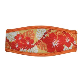 SeaCanary Snorkeling Diving Mask Strap Cover Hawaiian Hibiscus Orange