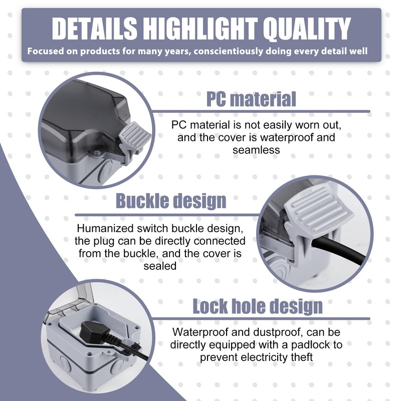 2 pieces outdoor socket, waterproof, IP66 outdoor socket, outdoor socket,