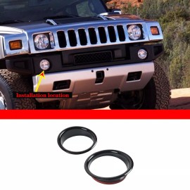 car-king888 Black Front Fog Lamp Cover Fog Light Decorate Bezel Caps For Hummer H2 2003-2009
