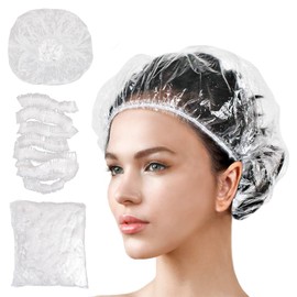 100 Stück Einweg Duschhauben, LIUCONGBD 42cm Wasserdichte Elastische Kunststoff-Haarkappen, Duschkappe Geeignet für Damen, Herren, Reise, Heimgebrauch, Hotel, Spa, Salon