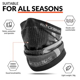 ROCKBROS Winter Neckerchief Warm Multifunctional Scarf Tube Scarf Neck Warmer Men Women for Outdoor Sports Motorcycling Cycling Hiking Jogging, gray