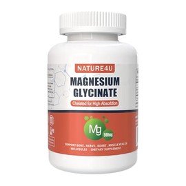 Glicinato de magnesio 500 mg, 100 quelato para una alta absorción. Suplemento de magnesio para el sueño, los músculos, el corazón, el cerebro y los...