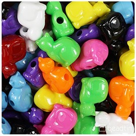 BeadTin Opaque Mix 23mm Cat Shaped Plastic Pony Beads (24pcs)