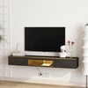 ZJMTOCYU Modern Floating TV Stand with LED Lights, Wall Mounted,