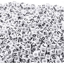Alphabet Beads,Augshy 1000PCS White Letter Beads Number Cube Beads for Jewelry Making DIY Necklace Bracelet (6mm)