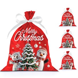 29 * 42cm Christmas Bags,DXTXTJ 4Pcs Wrapping Bags,Red Medium Xmas Bags for Presents Christmas