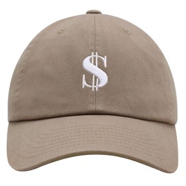 JPAK Dollar Sign Premium Dad Hat Embroidered Cotton Baseball Cap Money Cash Khaki