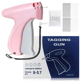 Fast Sewing Gun for Clothes and Fabrics, Compact Sewing Gun for Quick Repair, tag Gun for Clothes, containing 6 Stitches, 500 Black and 500 White 5mm Mini Fasteners (Pink)