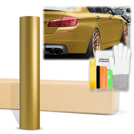 60"x120" (5FTx10FT) Matte Flat Gold Vinyl Wrap Auto Car Sticker Decal Film Sheet Bubble Free Air Release Technology with Tool Kit