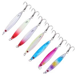 Fishing Lures,Fishing Iron Jigs Metal Fishing Baits Iron Hard Spoon Sequins Fishing Lures Artificial Hard Bait Assorted Colors Fishing Tackle Tools with Hooks, 7 pcs