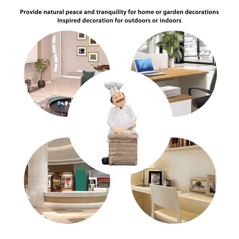 Resin Chef Statue Restaurant Dining Table Decor Figurine Ornament Kitchen