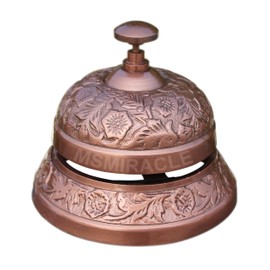 Copper Antique Desk/Table Bell. Victorian Style Vintage Embosed Call Bell for Hotel, Office, Receptions, Decorations & Service Counter.