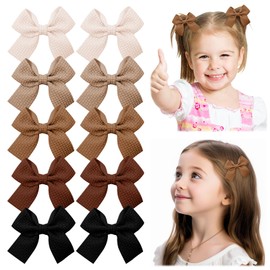 10pcs Baby Girls Hair Bows Clips, 2" Mini Tiny Bow Alligator Clip for Baby Girls Infant Toddlers Kids 5 Colors in Pairs（2）