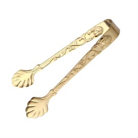 Gold Mini Serving Tongs, Vintage Rose Relief Handle Ice Cube Clips Sugar Tongs, Stainless Steel Sugar Cube Tongs,Sugar Tongs for Tea Coffee Appetizers Desserts