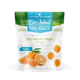 Dr. John’s Oral Health Sugar Free Candy, Healthy Dry Mouth Drops with Zero Sugar, Low Calorie Snacks, Keto Friendly Hard Candy Sweets, Orange, 100 Count, 1 LB