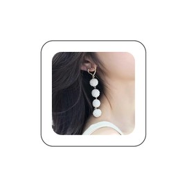 Yienate Long Pearl Drop Earrings Gold Pearl Ball Tassel Drop Earrings Heart Stud Earrings Cluster Pearl Ball Wedding Earrings Baroque Prom Statement Pearl Earrings Jewellery for Women
