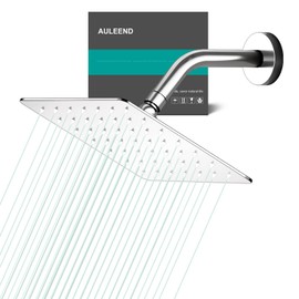 AULEEND Square Rain Shower Head, High Flow Stainless Steel,Work with any decorative style，All Metal Rainfall Shower Head (Chrome, 6)