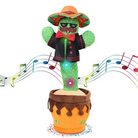 Dancing Cactus Toys,Talking Mimicking Singing Repeats What You Say:_Bearded Cactus