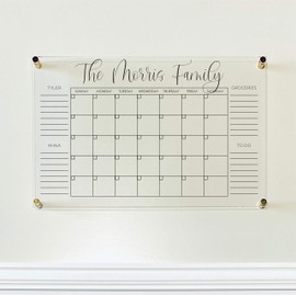 Large Clear Acrylic Monthly Calendar for wall | Dry-Erase Message White Board Calendar Wall Mounted Office Home Family Organization Tools Must Haves School Kids Adult Mom Teen Monthly Weekly ADHD Tool