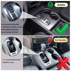 ABS Car Cup Holder Decorative Frame,Gear Shifte Cup Holder Decorative Frame Fit for Honda Pilot 2016-2022,Honda Ridgeline 2020-2023,Honda Passport 2019-2023 (Black Carbon Fiber)