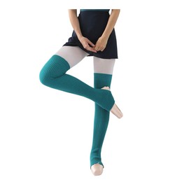 CHUNG Women's Over Knee Thigh High Warm Leg Warmers Stirrup Thermal 80s Long Socks Yoga Ballet Dance,PeacockGreen