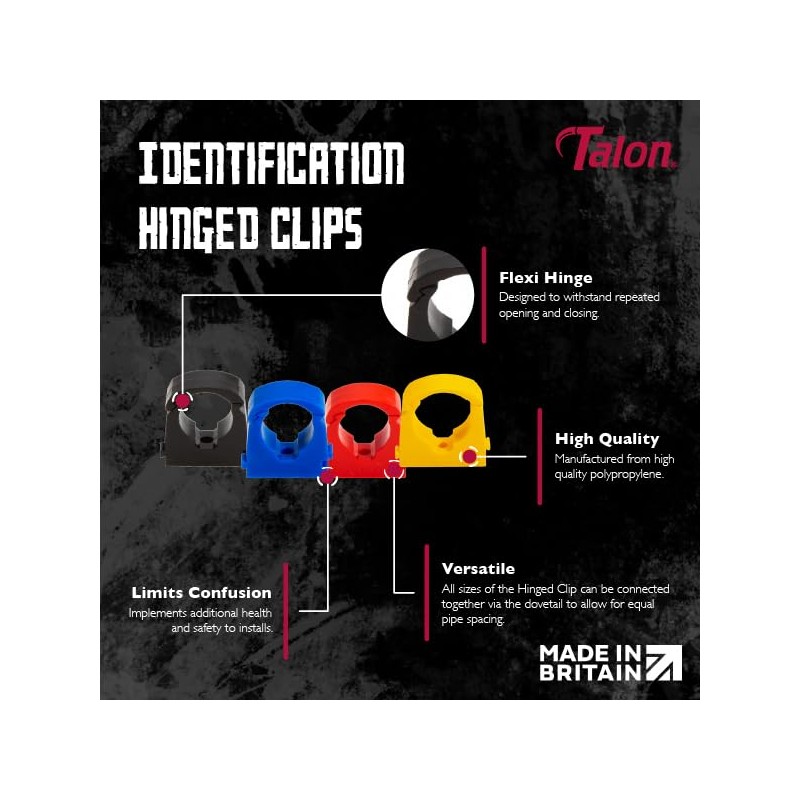 Talon - ‎18mm Single Hinged Pipe Clips - Pack of