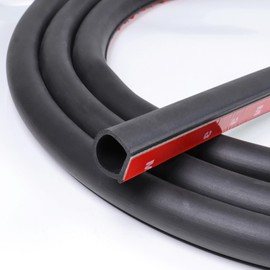 GoldWheel 18FT D-Shape Weather Stripping 1/2"×7/16" Heavy Duty Rubber Seal Weatherstrip Car Door Window Hollow Bulb Gasket Stripping Self-Adhesive for Auto Truck RV Door Window Soundproof