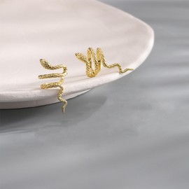 MAIGO Snake Earrings - Gold Snake Clip On Earrings, Ear Cuffs Non Piercing, Simple Animal Earring, Personalise Snake Jewelry, Edgy Earring for Women Girl
