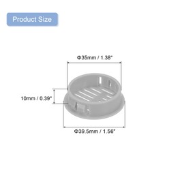sourcing map 16Pcs 35mm/1.38" Circular Soffit Air Vents, Plastic Soffit Vent Cover, Round Mesh Hole Louver for Bathroom Kitchen Cabinet Wardrobe, Light Gray