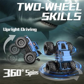 NQD® Monster Truck Toys, Waterproof 360°Rotate 4x4 RC Truck, Amphibious Remote Control Monster Trucks, 2.4GHz All Terrain Off-Road Pickup Toy RC Car for Gifts for Boys Kids Age 6 7 8 9 10 11 12+, Blue
