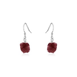 Ruby Raw Nugget Earrings in Sterling Silver
