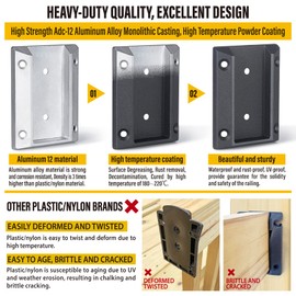 Epcee 40pcs ADC-12 Aluminum Deck Railing Bracket, Deck Railing Connectors for 2"x4" (Actually 1.5"x3.5") Wooden Deck Railing Post to Handrail Connection (Black)