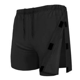 Unisex Hip Knee Surgery Recovery Shorts Men Tear Away Short Pant Breakaway 2 Sides Snaps Shorts Adaptive Clothing Women Black M