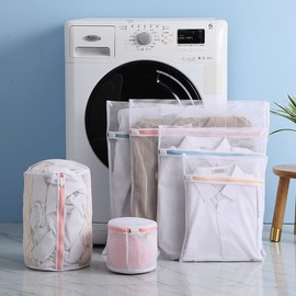 Laundry Bags Mesh Washing Bags Set,6 Pack for Delicates Clothes or Travel Storage, Coarse Net Wash Bag Bra Bag, Different Zipper Colors for Washing Machine（Different Zipper Colors）
