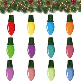 24Pcs Christmas Light Bulb Wooden Ornaments Christmas Wood Light Bulb Decors Christmas Hanging Sign Light Bulb Ornaments Pendants with Ropes for Christmas Tree Home Decor