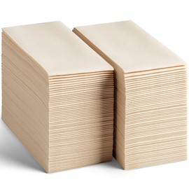 200-Pack Disposable Linen-Feel Caramel Napkins, 12" x 17" Cloth-Like Paper Dinner Napkins For Wedding, Bathroom, Party Or Event