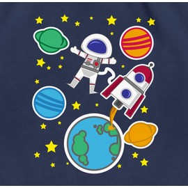 Shirtracer - Gym Bag Backpack - Colourful Mixed Children - Space with Astronaut, 1 Navy Blue